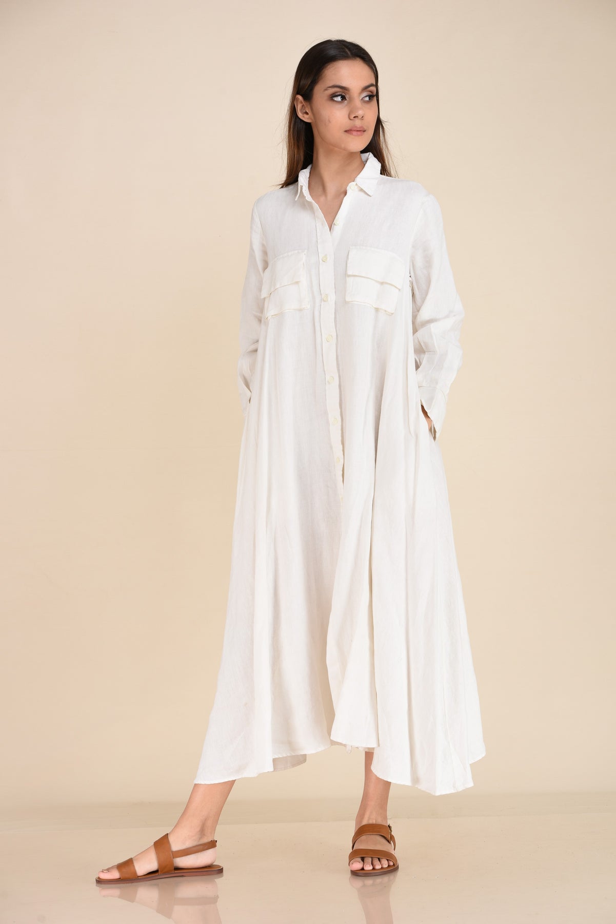 LINEN BUTTON-DOWN LONG SHIRT DRESS – ArteBella Boutique